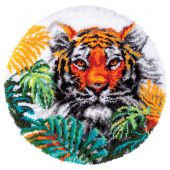 Kit de tapis point noué - Vervaco - Tigre aux feuilles de la jungle