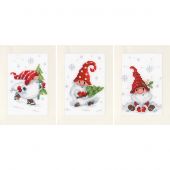 Kit de carte à broder  - Vervaco - Gnomes de Noël dans la neige
