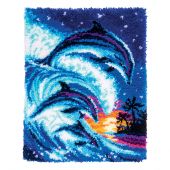 Kit de tapis point noué - Vervaco - Dauphins décor tropical