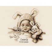 Kit broderie point de croix - Vervaco - Bébé et lapin câlin