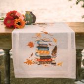 Kit de chemin de table à broder - Vervaco - Livres et feuilles d'automne