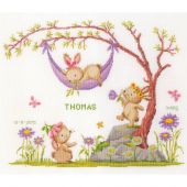 Kit broderie point de croix - Vervaco - Lapins dans le jardin