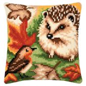 Kit de coussin gros trous - Vervaco - Hérisson et rouge-gorge