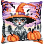 Kit de coussin gros trous - Vervaco - Chaton d'Halloween