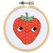 Kit broderie point de croix avec tambour - Vervaco - Fraise