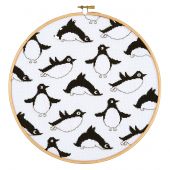 Kit broderie point de croix avec tambour - Vervaco - Pingouins