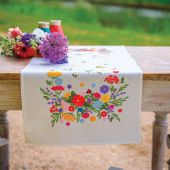 Kit de chemin de table à broder - Vervaco - Un monde floral coloré