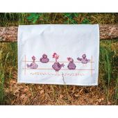 Kit de serviette de cuisine à broder - Vervaco - Poulets amusants