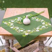Kit de nappe à broder - Vervaco - Fleurs blanches