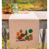 Kit de chemin de table à broder - Vervaco - Forêt en automne