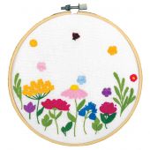 Kit de broderie sur tambour - Vervaco - Fleurs d'été