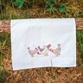 Kit de serviette de cuisine à broder - Vervaco - Poulets