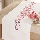 Kit de chemin de table à broder - Vervaco - Fantaisie en rose et mauve
