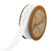 Dentelle en bobine - Bowtique - Ruban dentelle en coton blanc - 18 mm