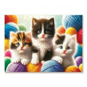 Puzzle Bois - Wooden City - Chatons et pelotes - 150 pièces