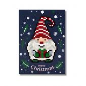 Carte broderie Diamant - Wizardi - Merry Christmas - Gnome