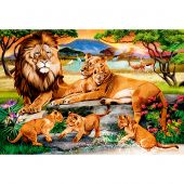 Kit de broderie Diamant - Wizardi - Famille de lions