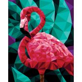 Kit de peinture par numéro - Wizardi - Flamant rose polygonal