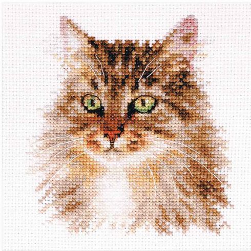 Kit coussin Vervaco chaton fleuri au point de croix