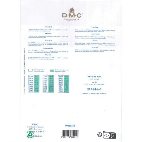 échantillons Couleurs DMC Nuancier DMC Retors Mat - Carte échantillons Couleurs DMC Nuancier DMC Retors Mat - Carte