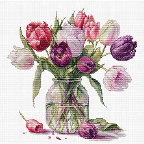 Modèle point de croix bouquet coloré PN-0157497 de Lanarte