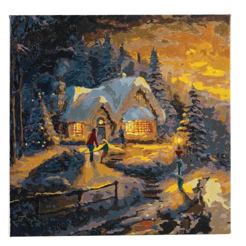 MOGTAA Kit de peinture par numéros de Noël pour adultes et débutants avec cadre - Kit de peinture par numéros avec chevalet - Facile à faire soi-même - Décoration d'intérieur - 20,3