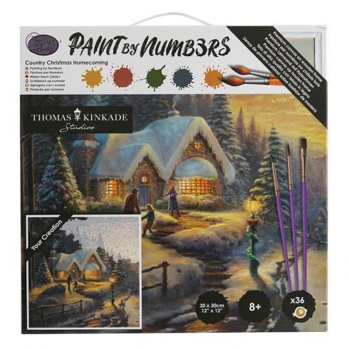 MEIYUDA Peinture Par Numéro Noël – Maison Pain D’Épice – Toile 25x35 Cm Avec Cadre – Kit Complet Débutant