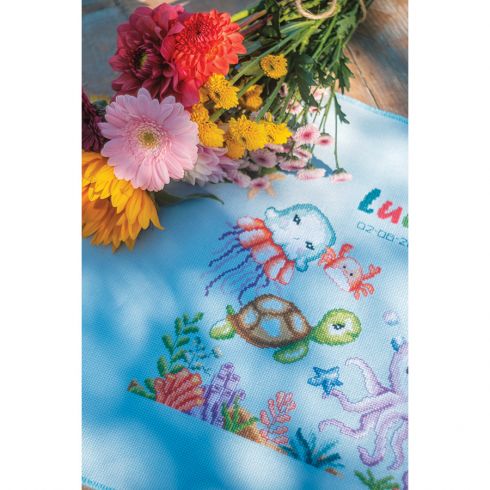 Kit De Broderie Point De Croix Pré-imprimé Tortues De Mer 11CT – 40x40 Cm, Idéal Débutants & Décoration Murale Apaisante