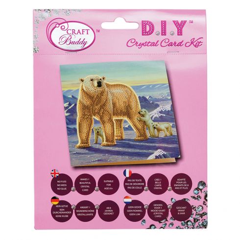 Carte broderie Diamant - Crystal Art D.I.Y - Famille ours polaires