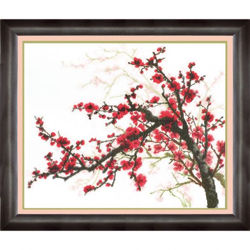 Kit broderie point de croix avec perles - Branche de