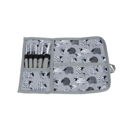 Rangement tricot/crochet - Trousse et lot de 5 crochets aluminium - Gris -  DMC