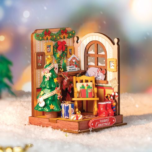 Maison miniature Feu de cheminee a Noel Rolife