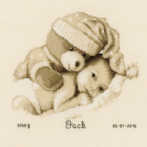 Kit Point De Croix Bebe Avec Nounours Vervaco
