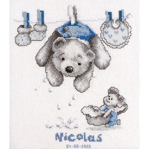 Kit Point De Croix Naissance Linge Vervaco Kit Point De Croix Naissance Linge Vervaco