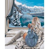Peinture Par Numéros Adulte – Soleil Levant Sur Montagnes Colorées, Kit Complet 30x40cm Avec Cadre