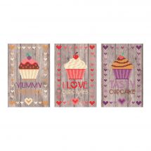 Kit broderie point de croix - Marie Coeur - 3 tableautins Cupcakes