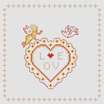 Kit broderie point de croix avec perles - Marie Coeur - Love