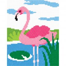 Kit broderie point de croix - Marie Coeur - Flamant rose
