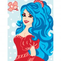 Kit de canevas pour enfant - Luc Créations - Princesse aux cheveux bleus
