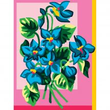 Kit de canevas pour enfant - Luc Créations - Bouquet de fleurs bleues