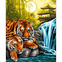 Canevas Pénélope  - Luc Créations - Les tigres à la pagode