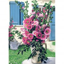 Canevas Pénélope  - SEG de Paris - Le bouquet de roses trémières