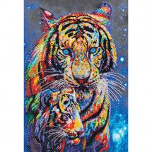Kit de broderie avec perles - Abris Art - Tigres colorés