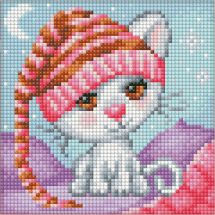 Kit de broderie Diamant - Diamond Painting - La chatte au bonnet