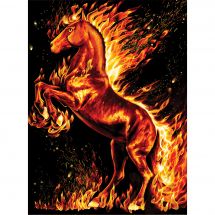 Kit de broderie Diamant - Diamond Painting - Cheval ardent