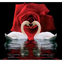 Kit de broderie Diamant - Diamond Painting - Couple de cygnes