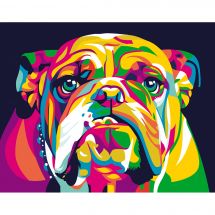 Kit de peinture par numéro - Wizardi - Bouledogue anglais arc-en-ciel