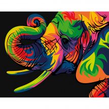 Kit de peinture par numéro - Wizardi - Eléphant arc-en-ciel
