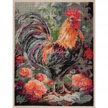 Kit broderie point de croix - Abris Art - Un coq dans la cour