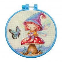 Kit broderie point de croix avec tambour - Abris Art - Petite sorcière